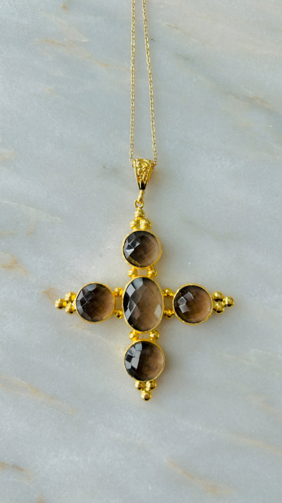 Stone Cross Necklace (Medium)
