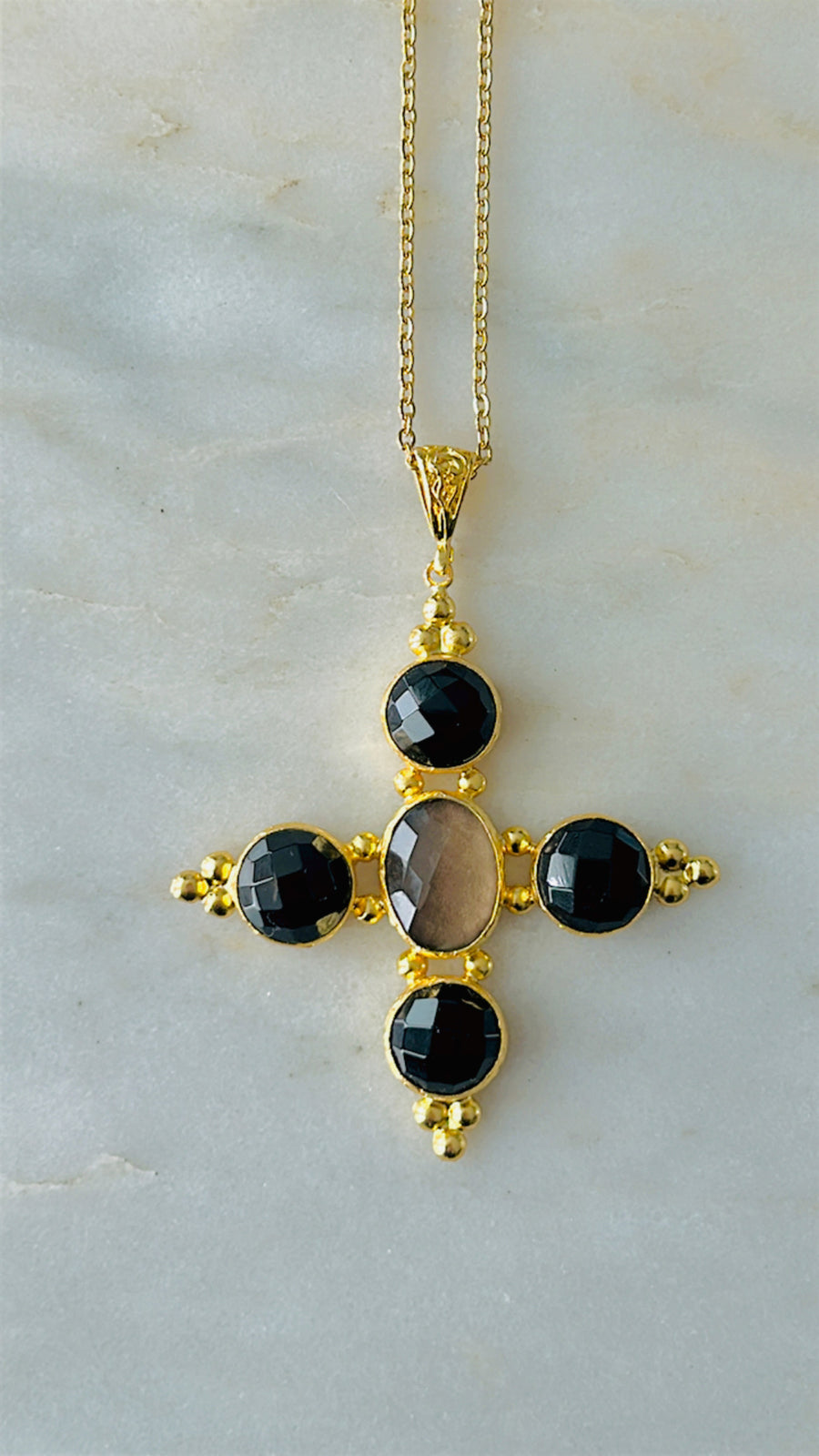 Stone Cross Necklace (Medium)
