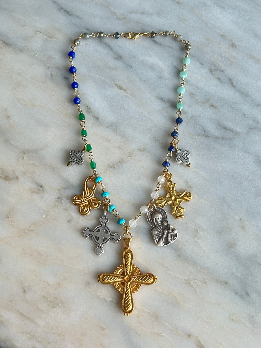 Byzantine Multi Crosses Necklace