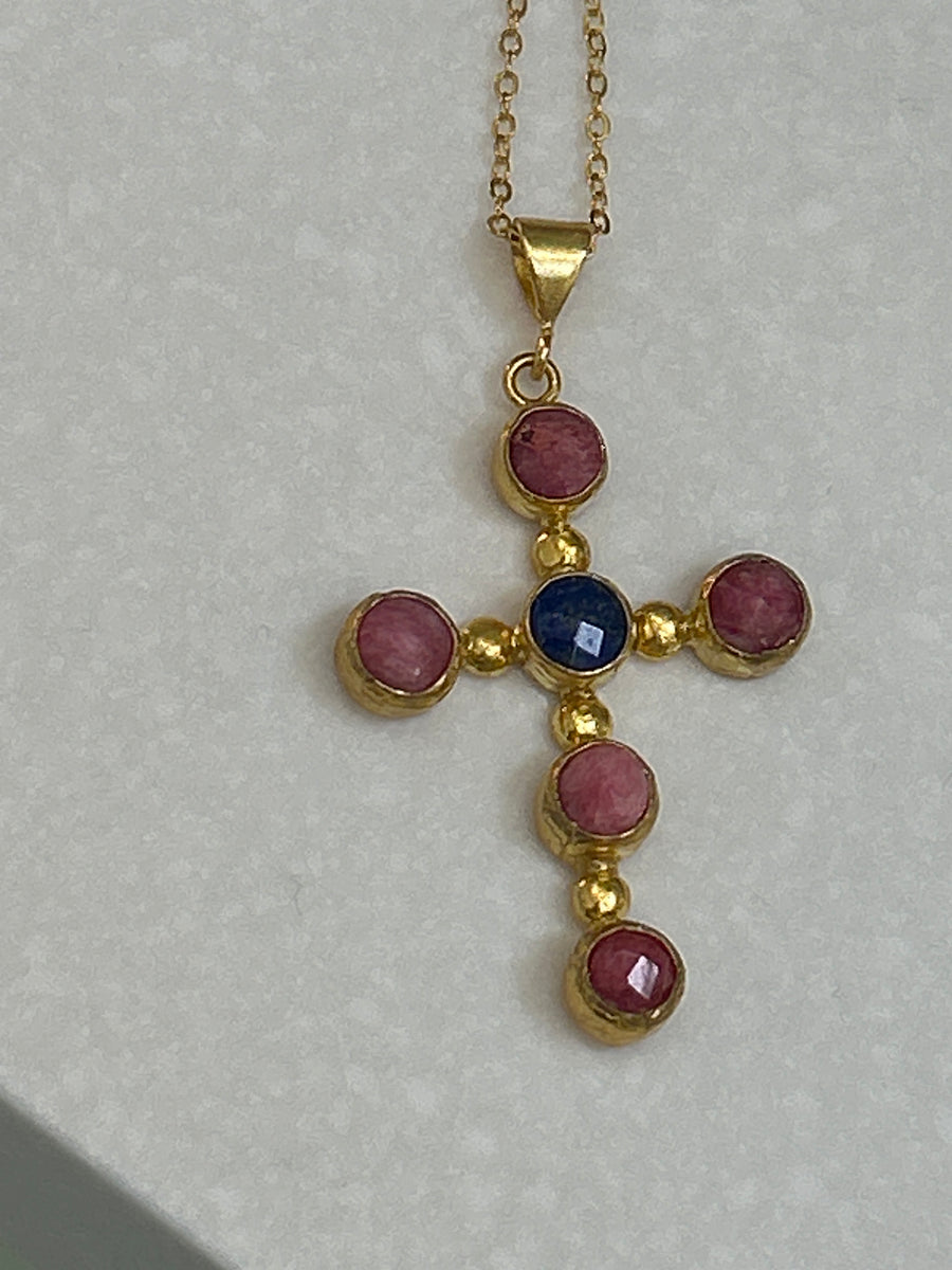 Tiny Stone Cross Necklaces