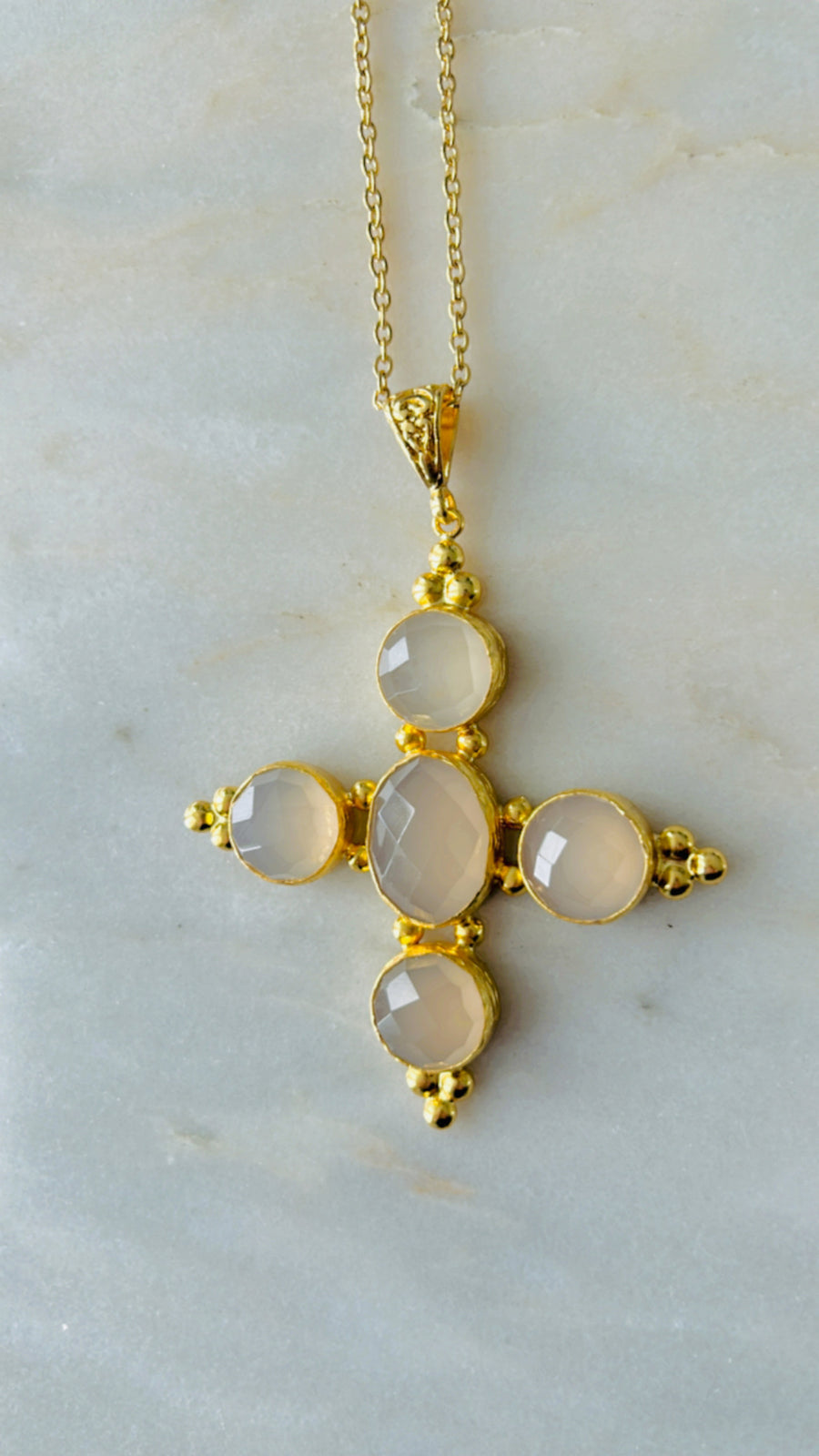 Stone Cross Necklace (Medium)