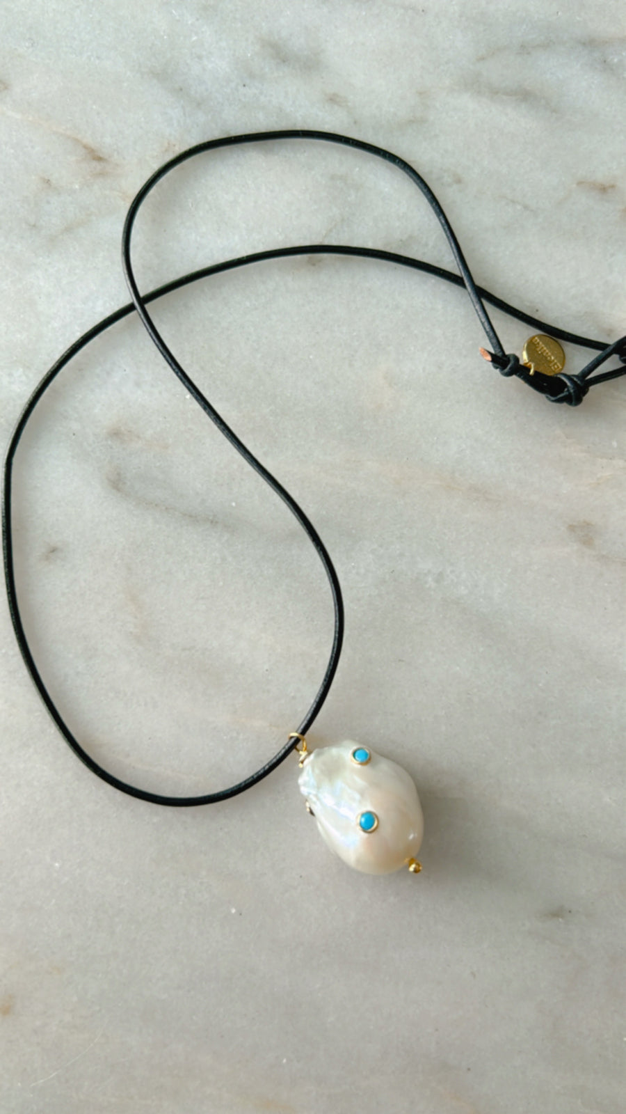 Baroque Pearl and Turquoise dots Necklace