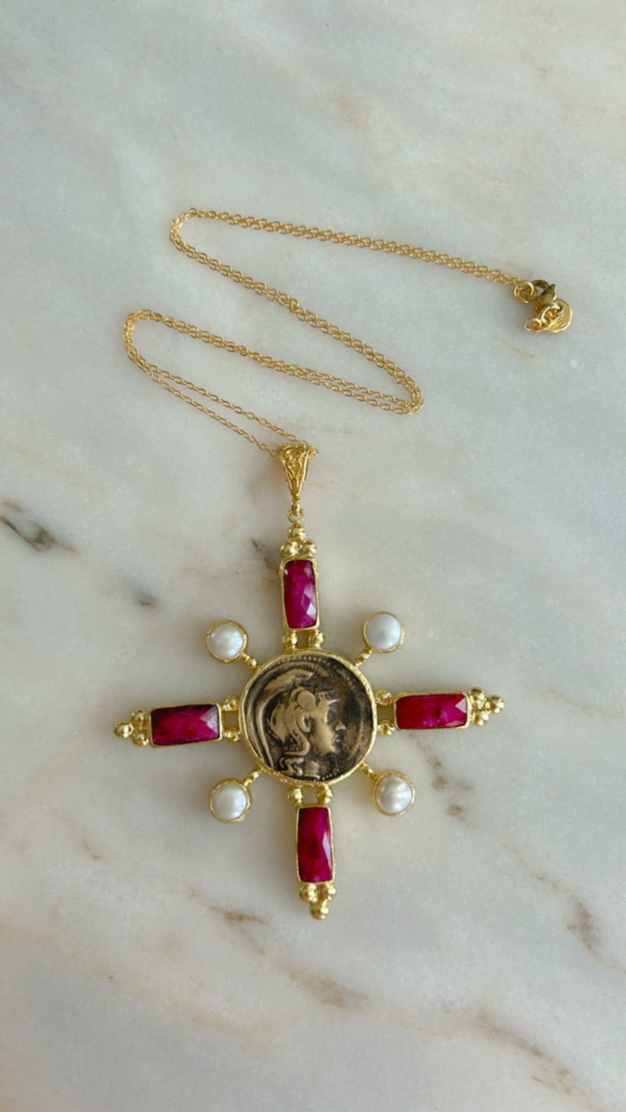 Byzantine Coin with Stones Pendant/Necklace