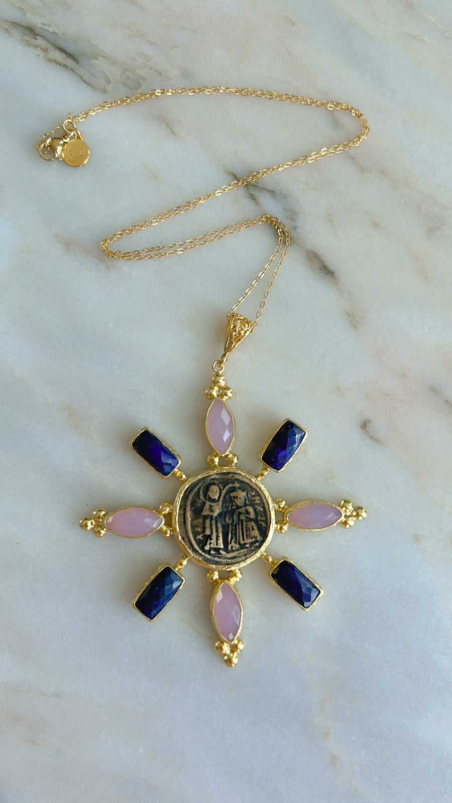 Byzantine Coin with Stones Pendant/Necklace