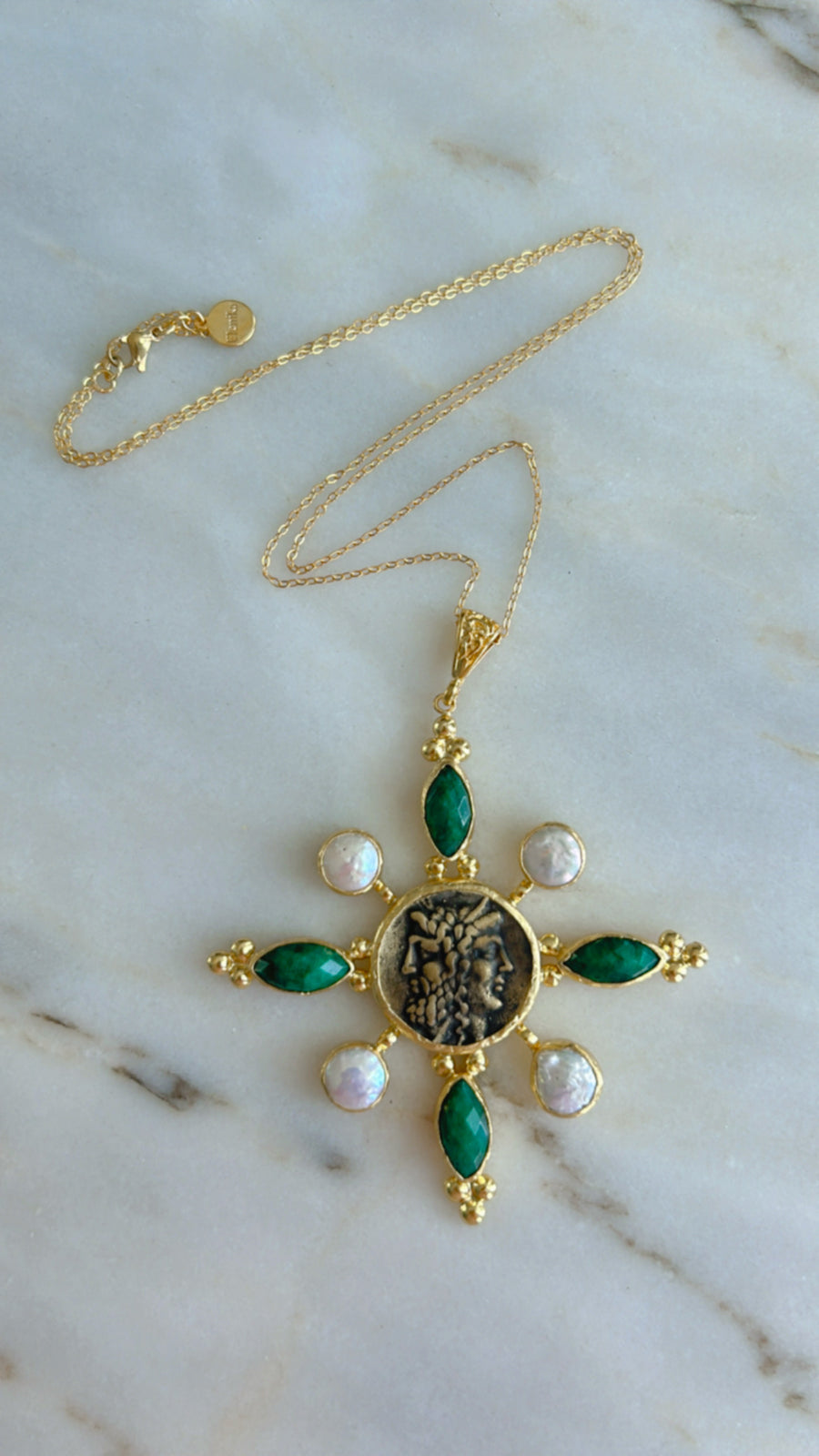 Byzantine Coin with Stones Pendant/Necklace