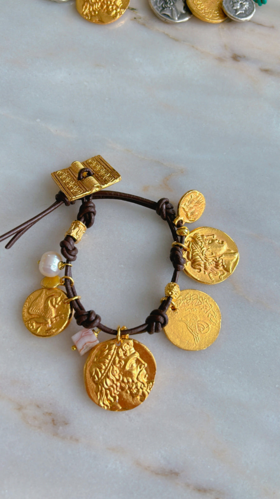 Dracma Leather Bracelets (All Gold)