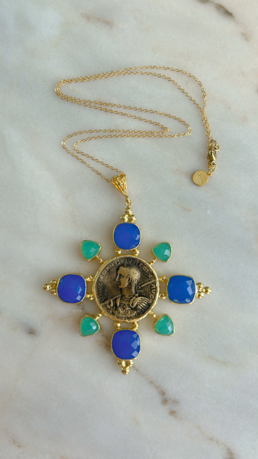 Byzantine Coin with Stones Pendant/Necklace