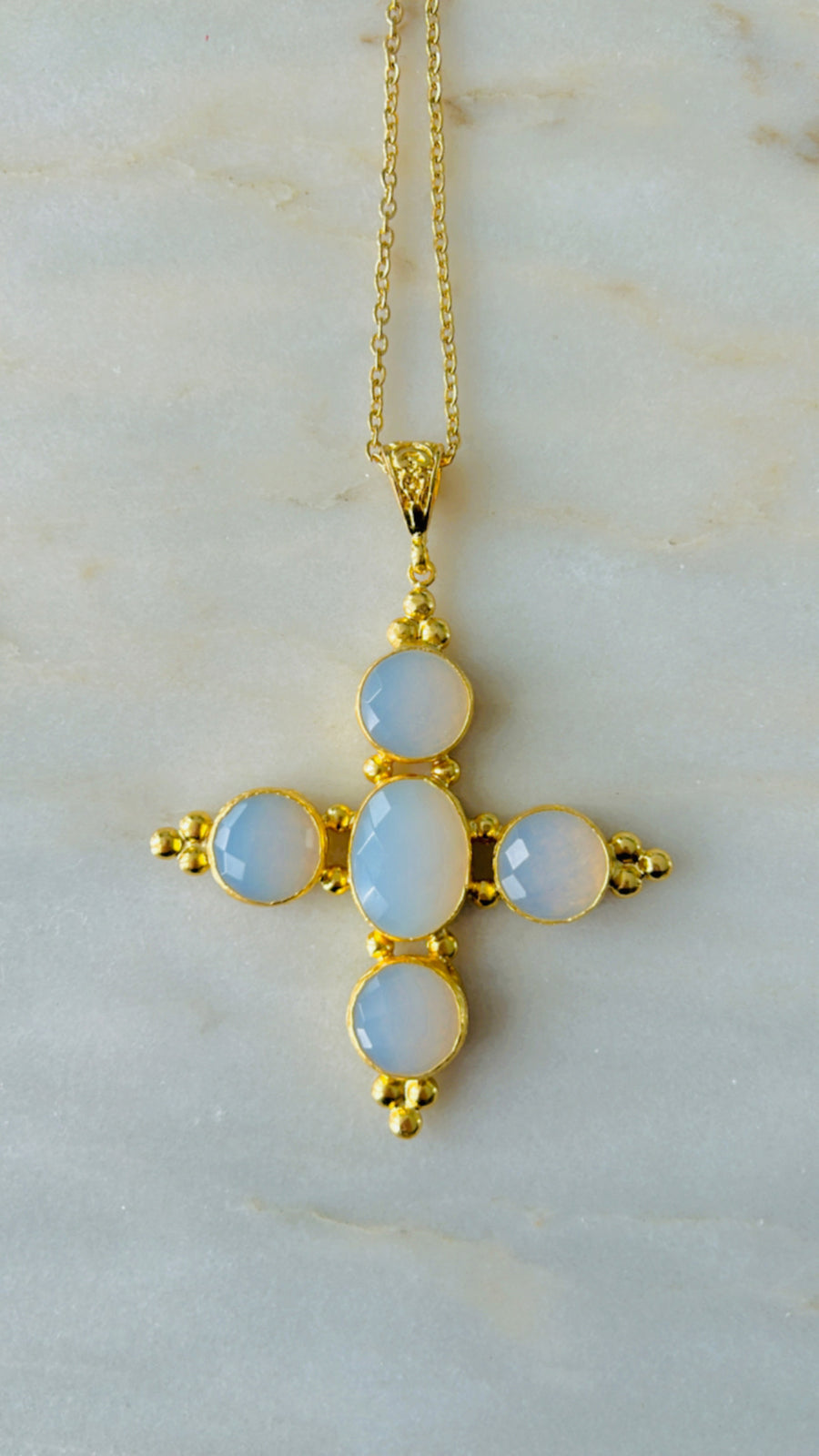 Stone Cross Necklace (Medium)