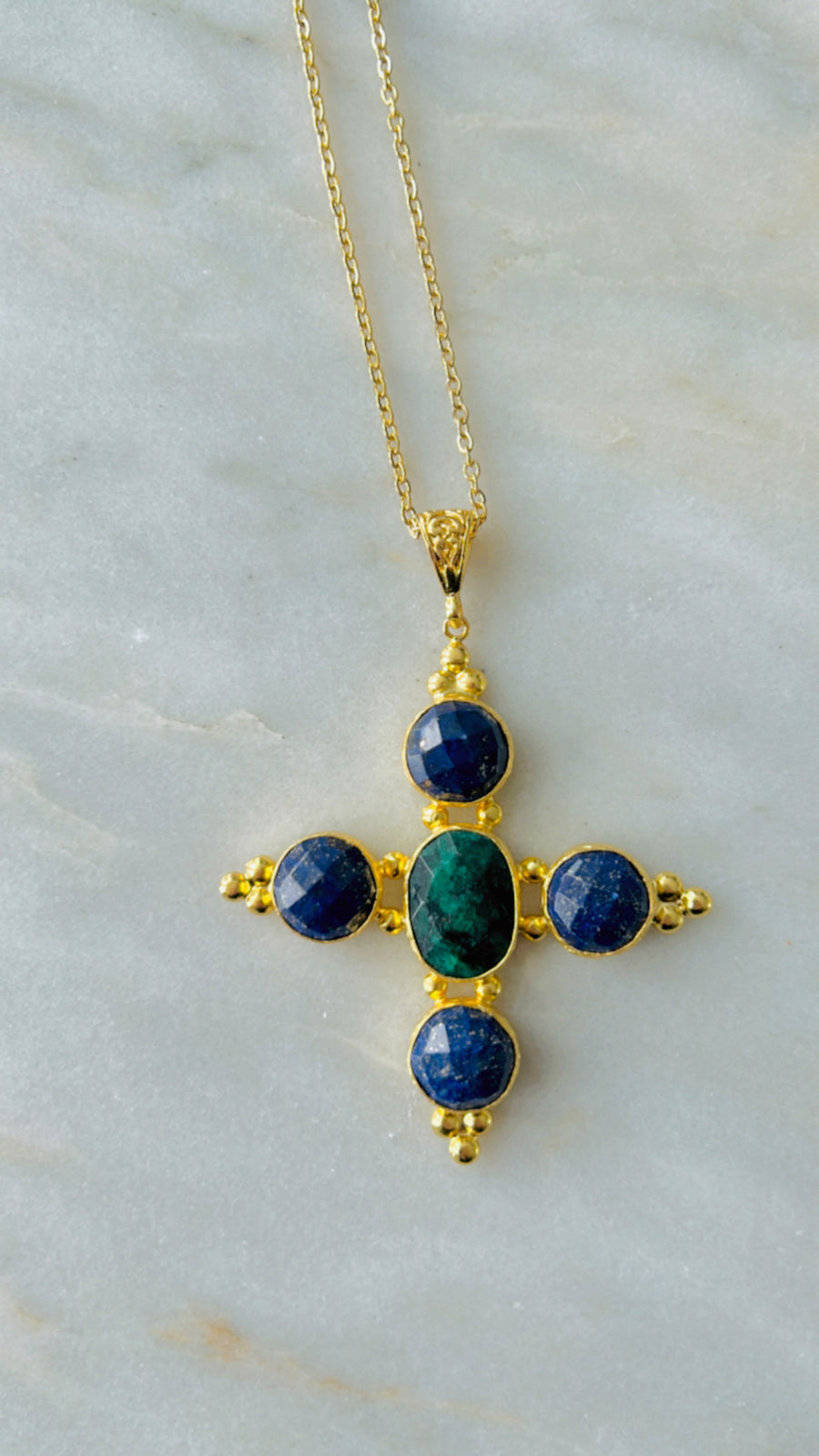 Stone Cross Necklace (Medium)