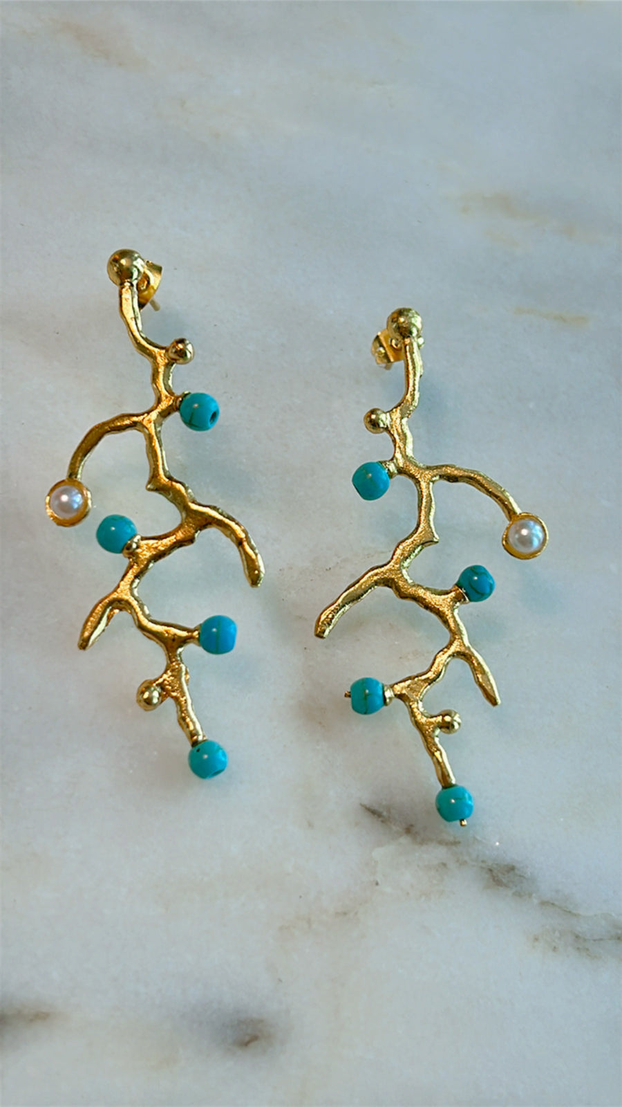 Golden Coral Earrings