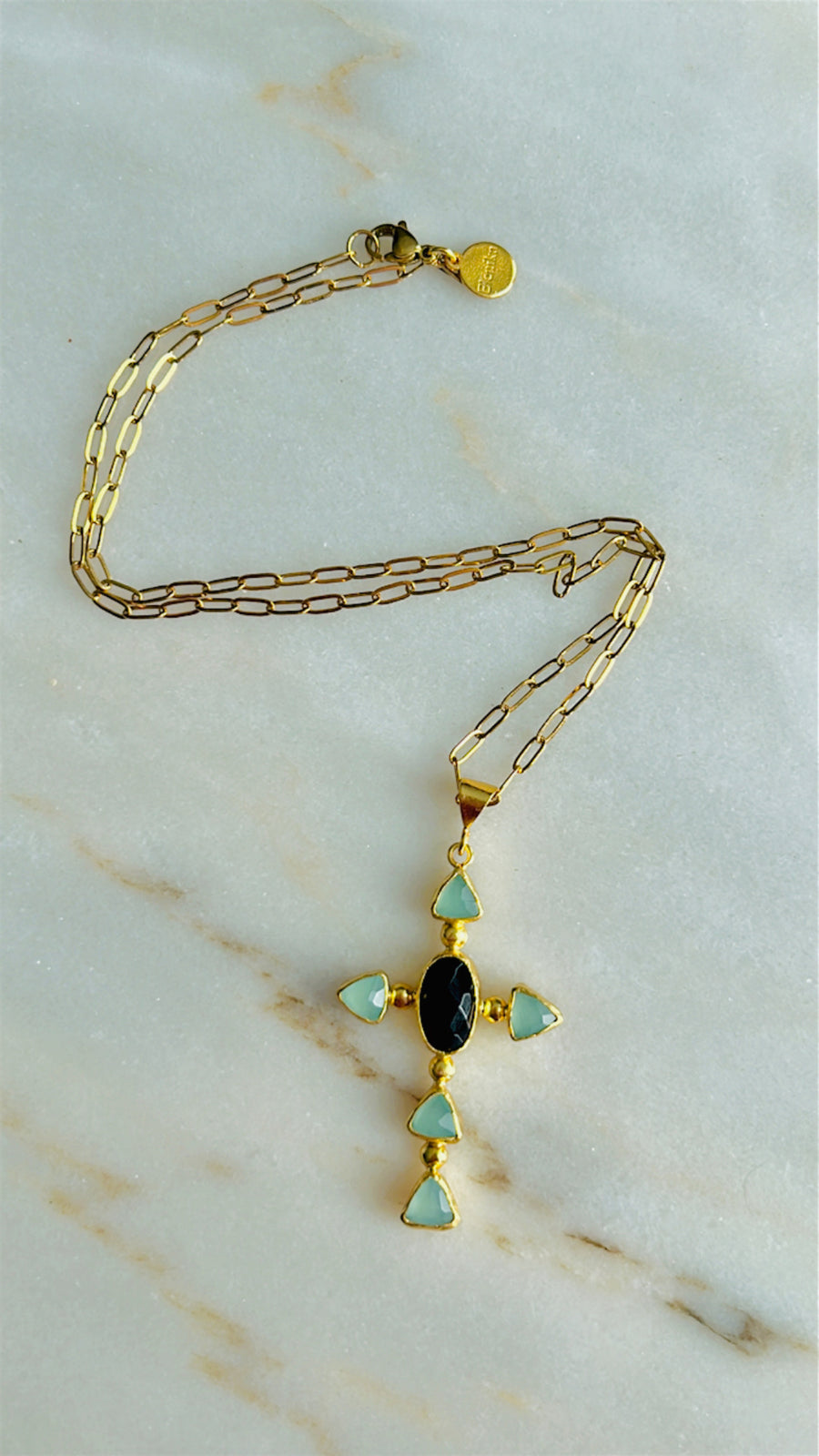 Tiny Stone Cross Necklaces