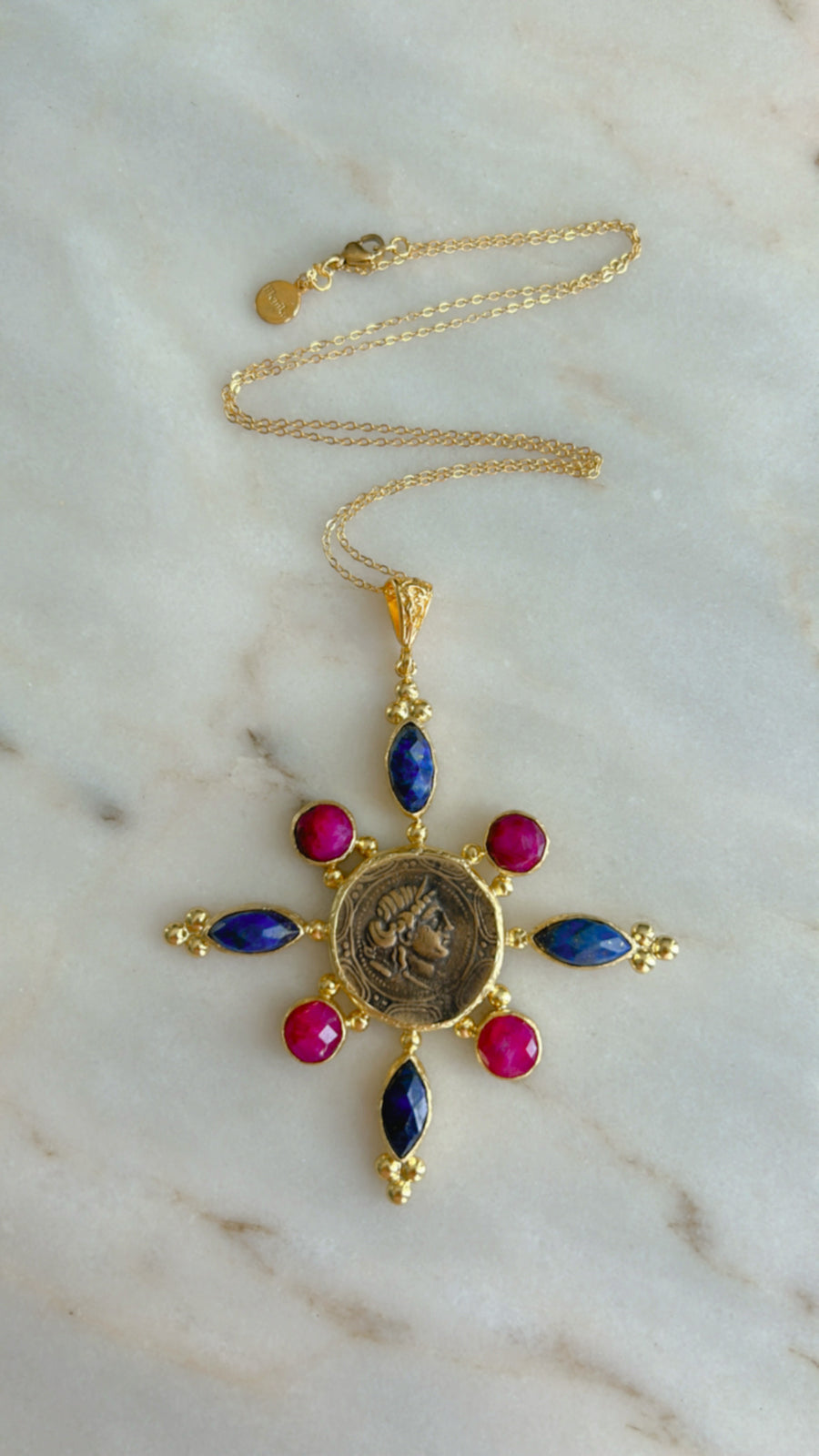 Byzantine Coin with Stones Pendant/Necklace