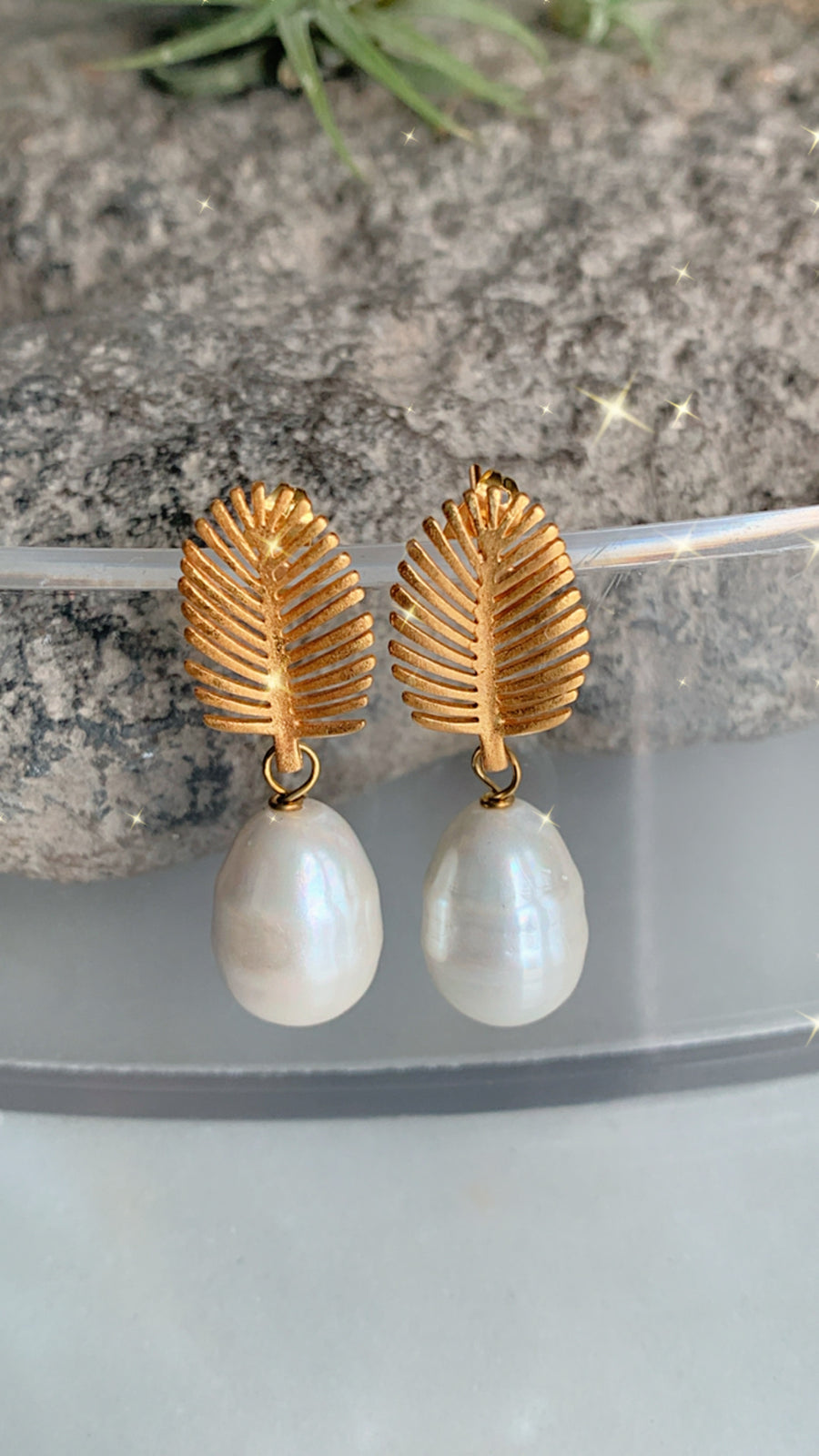 Pearly Feather Earrings