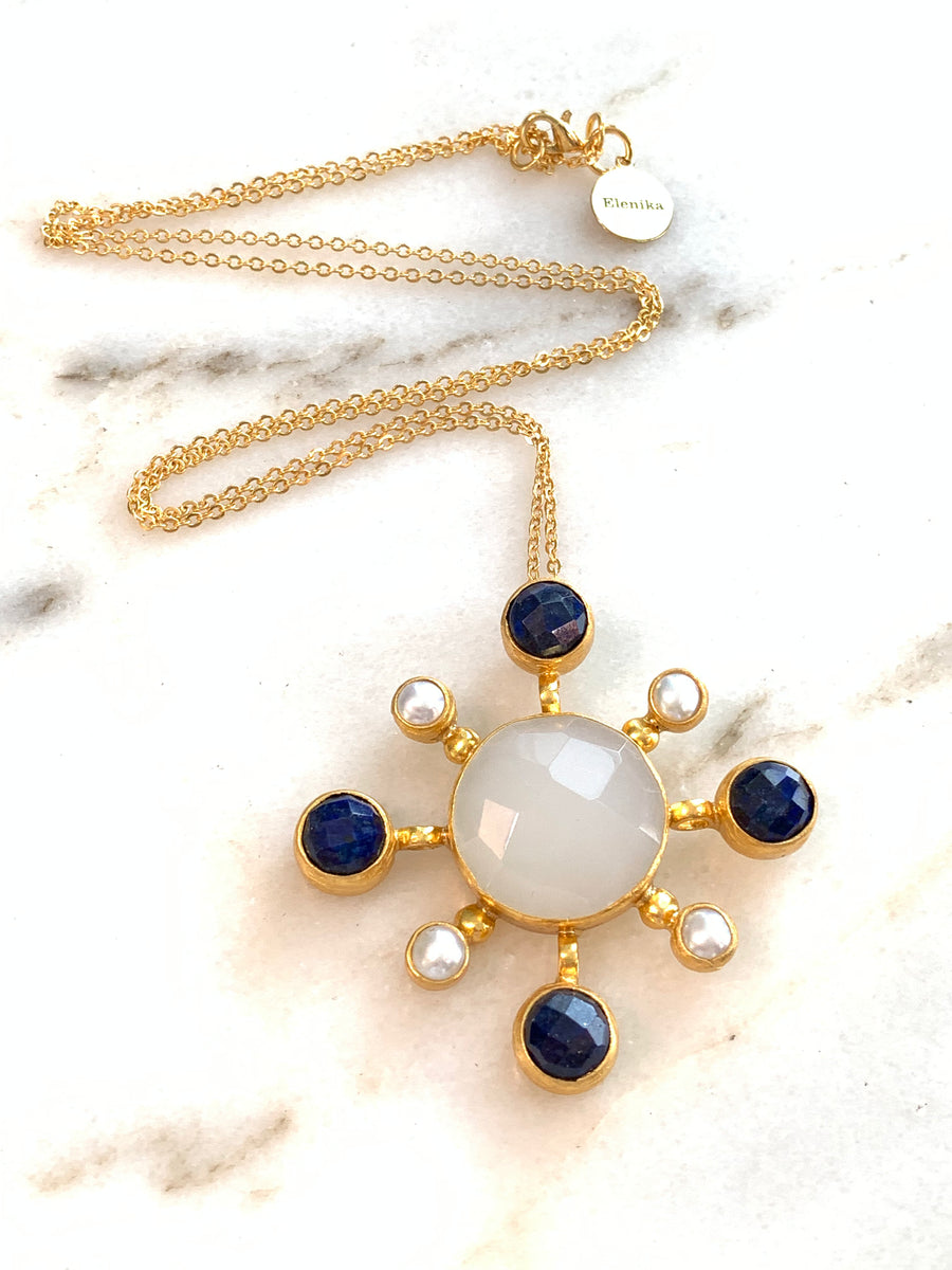 Small Stone Cross Necklace