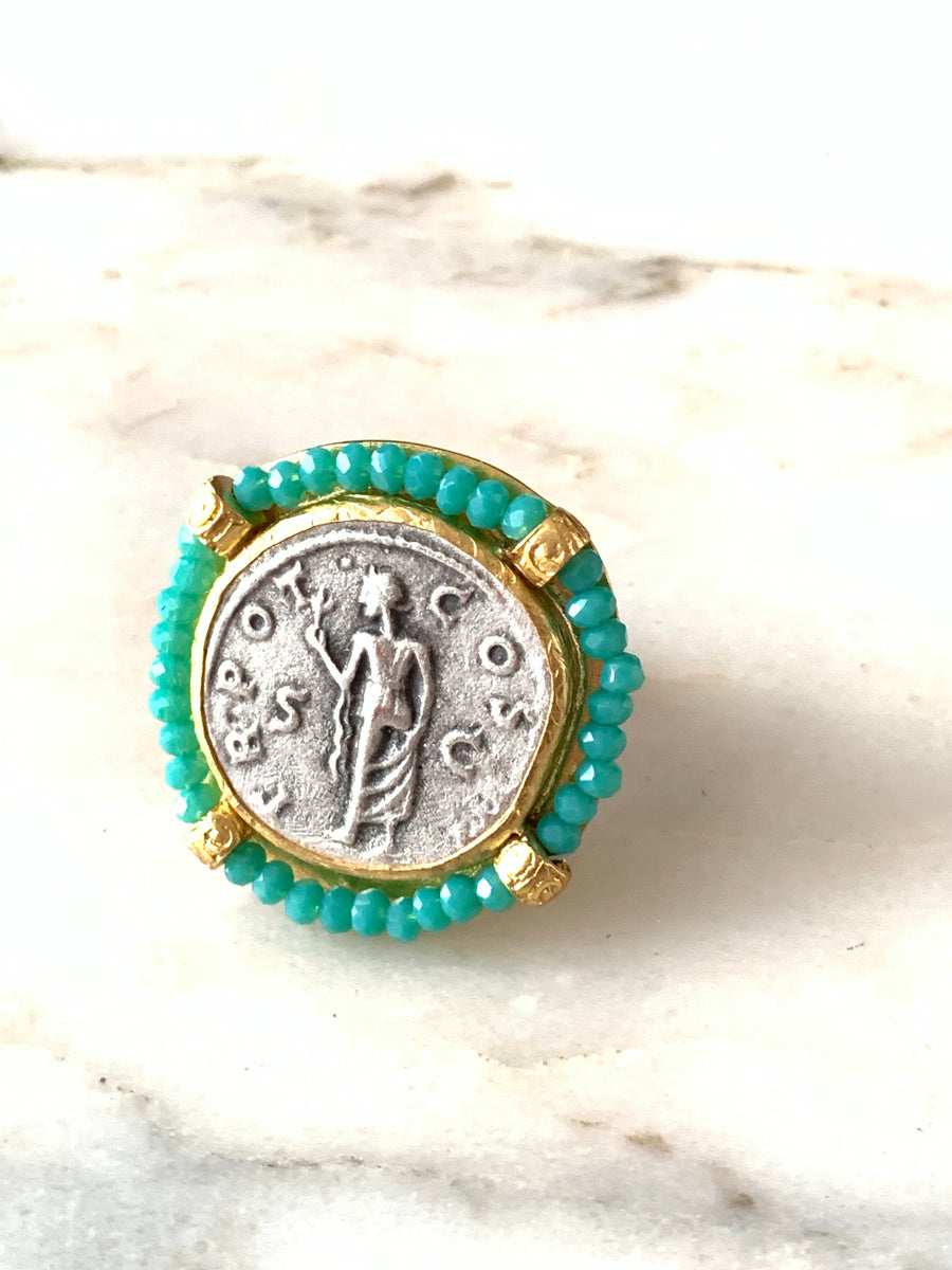 Standing Athenea Coin Ring