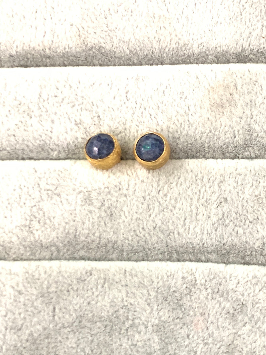 Tiny stone studs (lapis lazuli) Round
