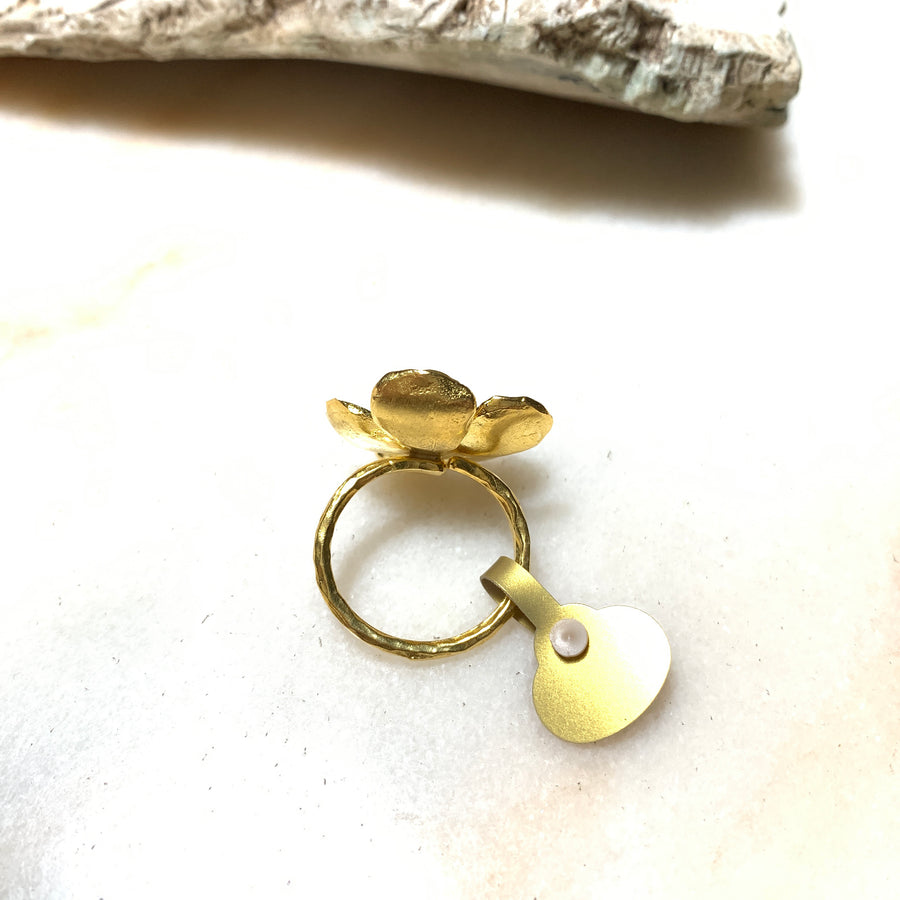 Wild Poppy flower ring