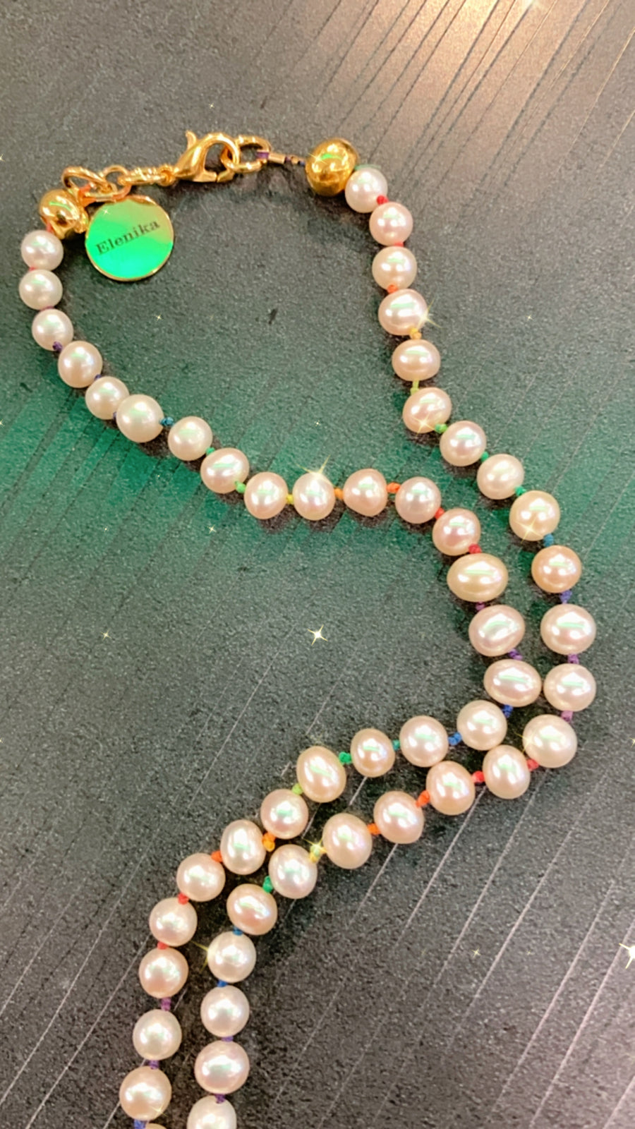 Rainbow Pearls Puka Necklace