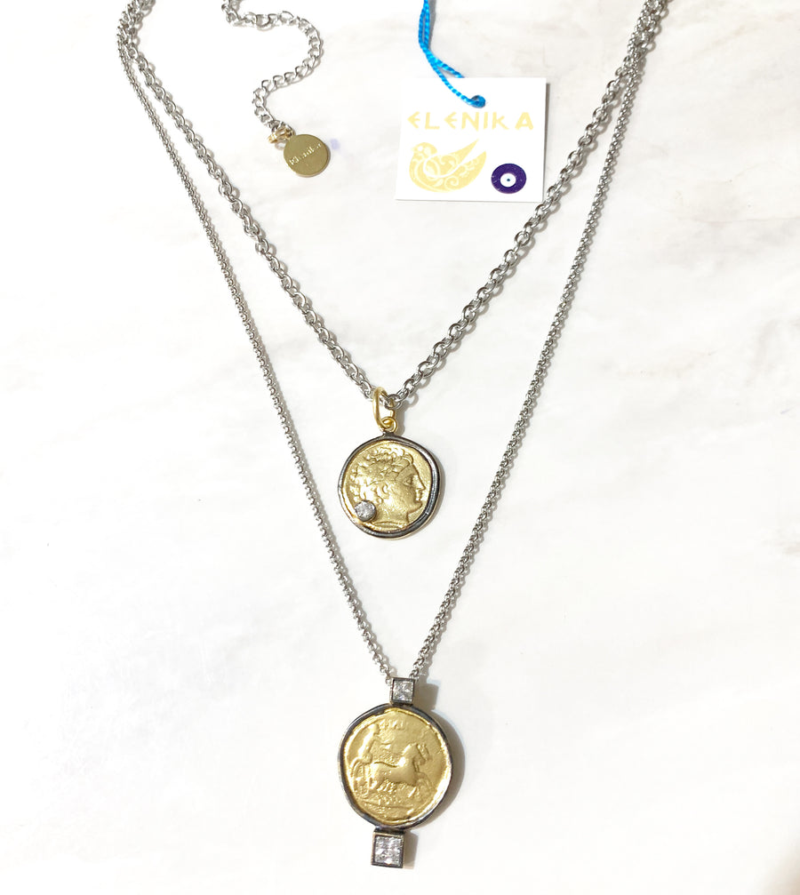 Tiny coin with crystal necklace